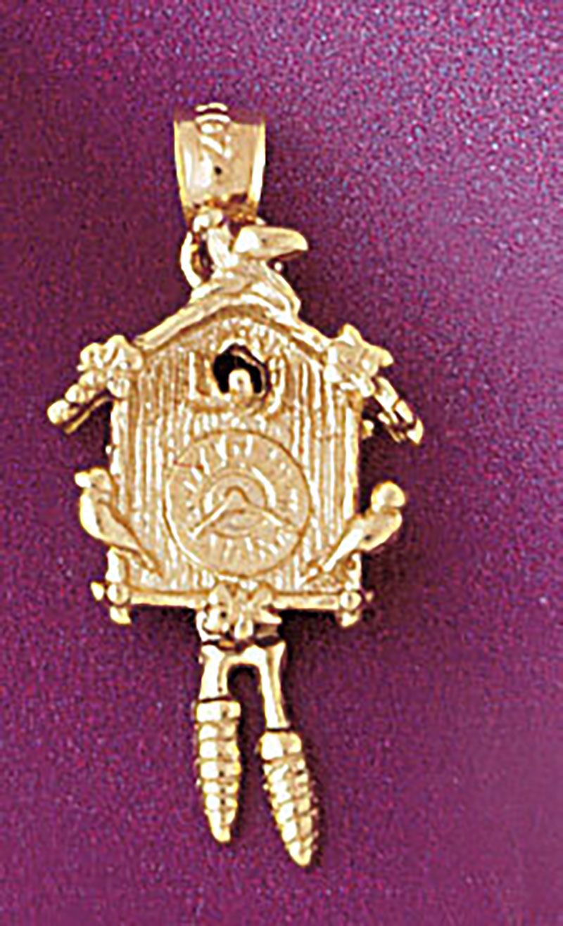 Dazzlers Jewelry Cuckoo Clock Pendant Necklace Charm Bracelet in Yellow, White or Rose Gold 6571, M…