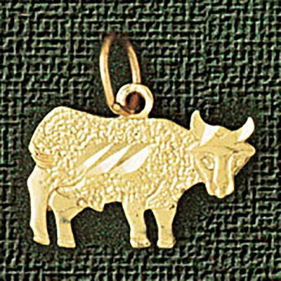 Dazzlers Jewelry Cow Farm Animal Pendant Necklace Charm Bracelet in Yellow, White or Rose Gold 2636…
