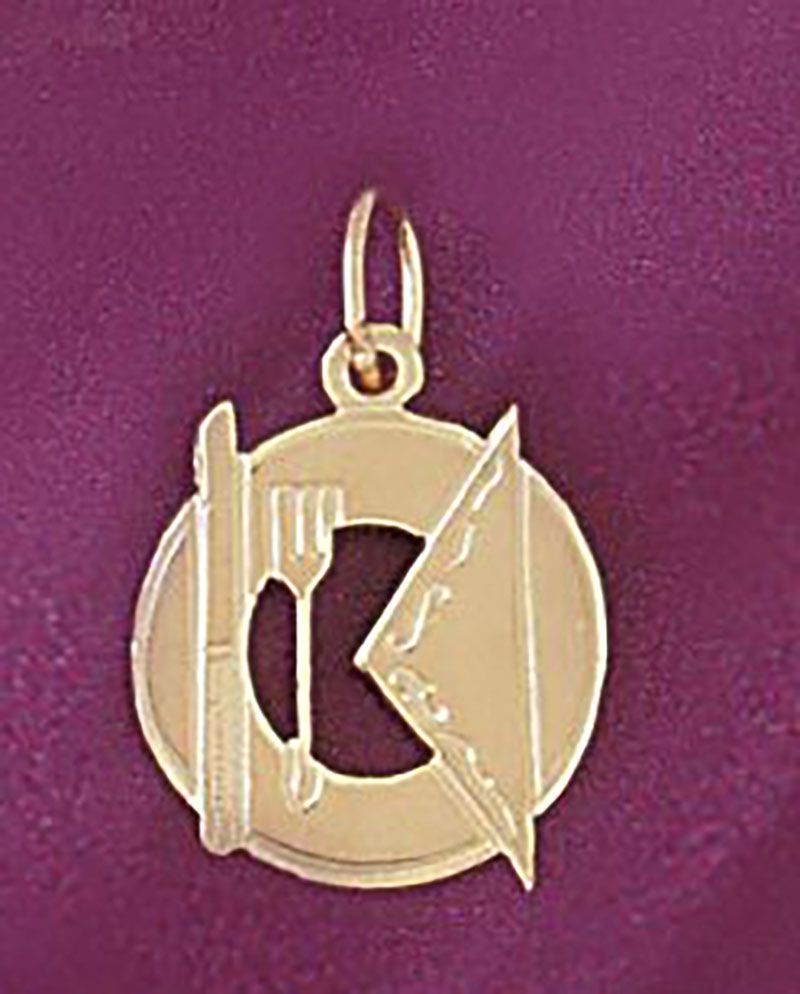 Dazzlers Jewelry Plate Knife Fork Pendant Necklace Charm Bracelet in Yellow, White or Rose Gold 692…