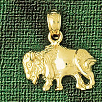 Dazzlers Jewelry Buffalo Pendant Necklace Charm Bracelet in Yellow, White or Rose Gold 2589, MPN: D…