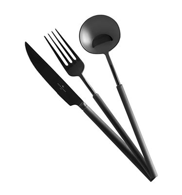 Vista Alegre Domo Matt Black 24 Piece Cutlery Set With Canteen, MPN: 27024340