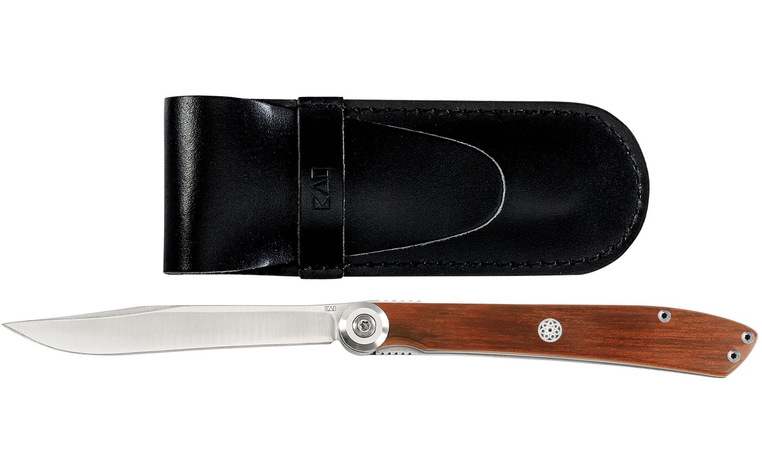 Shun Kai Personal Steak Knife Rosewood PakkaWood Handle with Leather Sheath, MPN: 5710X, UPC/EAN: 8…