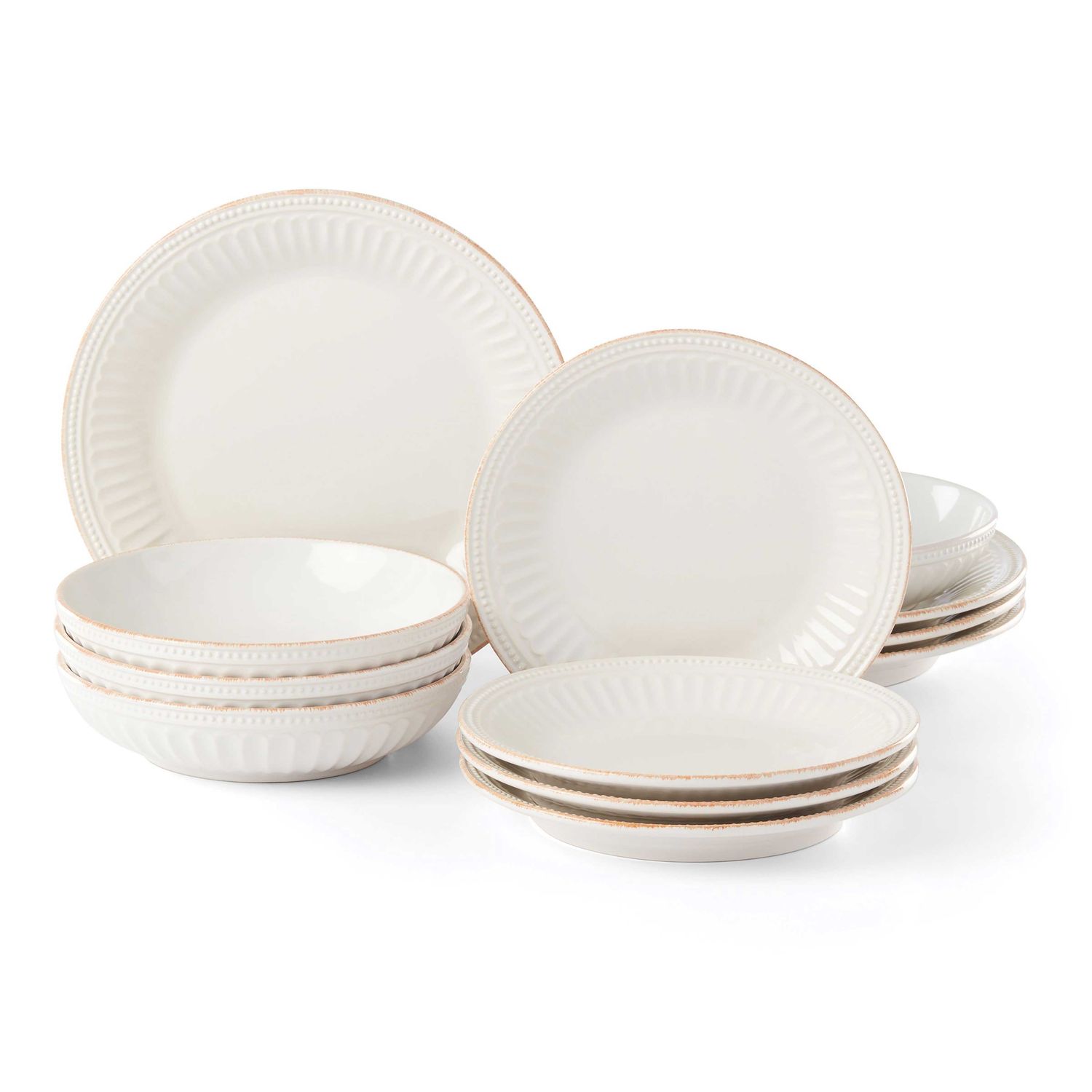 Lenox French Perle Groove White 12-Piece Pasta Bowl Dinnerware Set, MPN: 891196, UPC: 194372003063