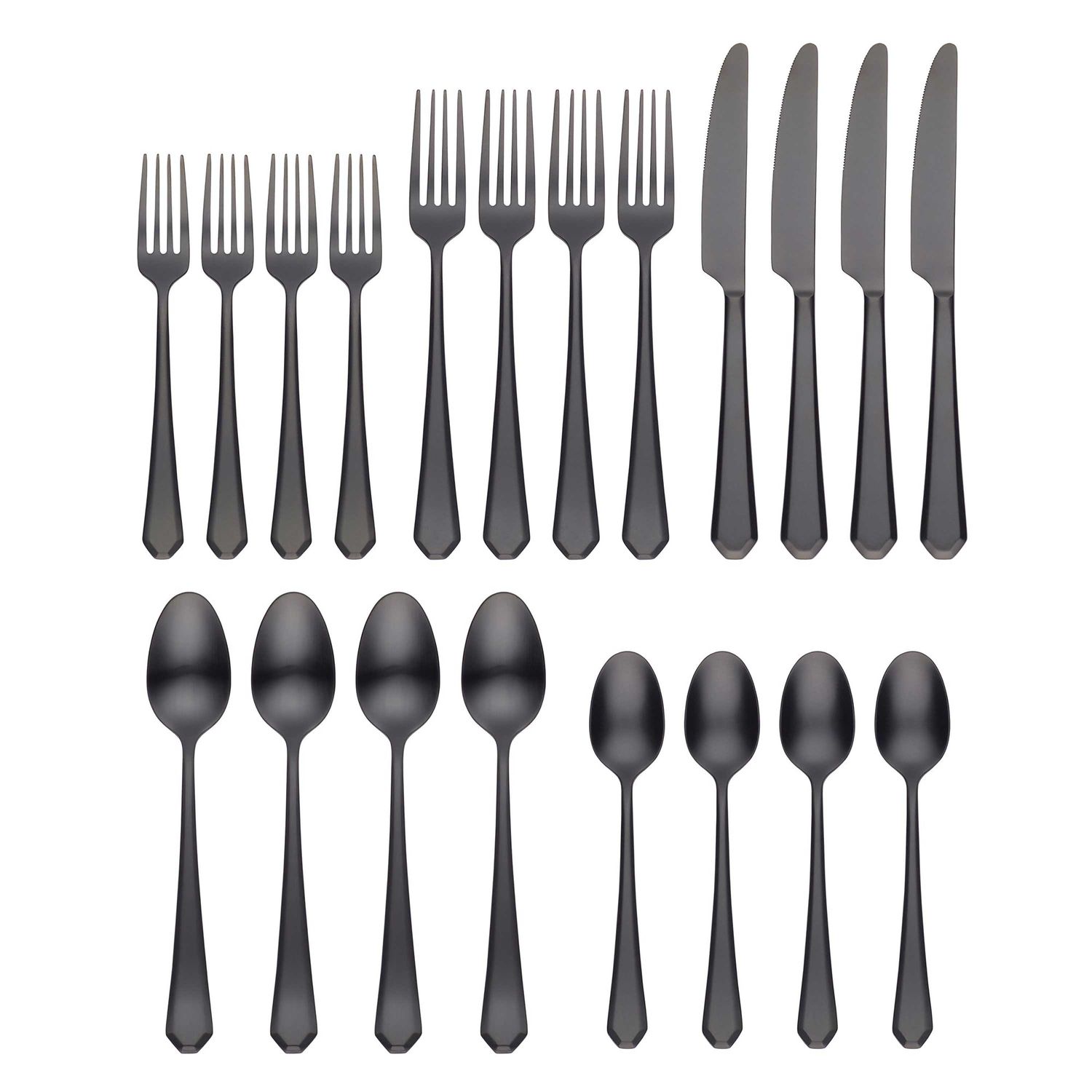 Cambridge GEO Black Satin 20-Piece Flatware Set, MPN: 519820DS, UPC: 719978956515