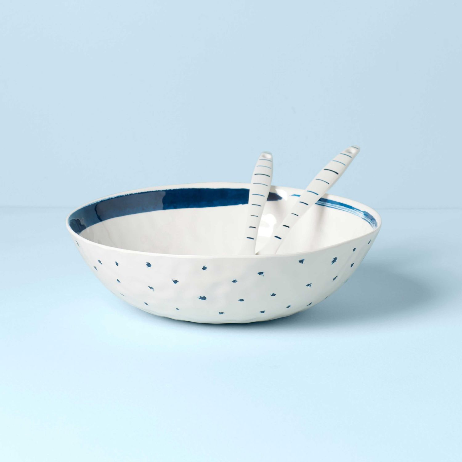Lenox Blue Bay Melamine Salad Bowl With Servers, MPN: 895238, UPC: 194372027281