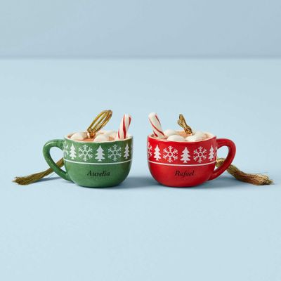 Lenox Personalized Forever Friends Hot Cocoa 2-Piece Ornament Set, MPN: 857185, UPC: 882864584885