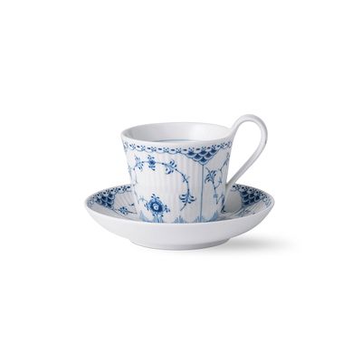 Royal Copenhagen Blue Fluted Half Lace High Handle Cup and Saucer 24 cl, MPN: 1055308, UPC: 5705140…