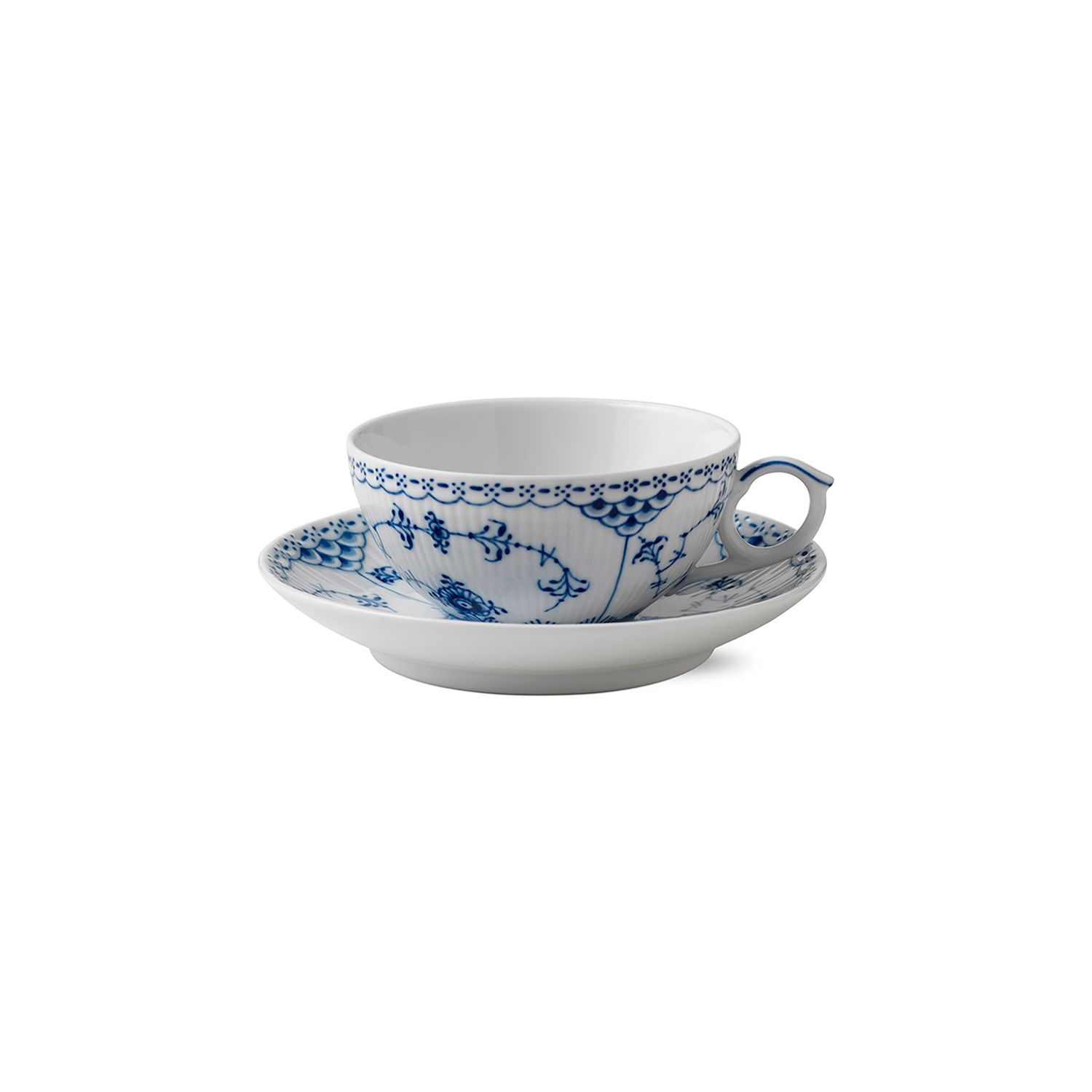 Royal Copenhagen Blue Fluted Half Lace Cup and Saucer 20 cl, MPN: 1017206, UPC: 5705140157298