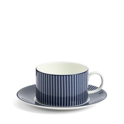 Wedgwood Gio Teacup Saucer 220ml 7.4floz Pinstripe Blue, MPN: 1079069, UPC: 701587491389