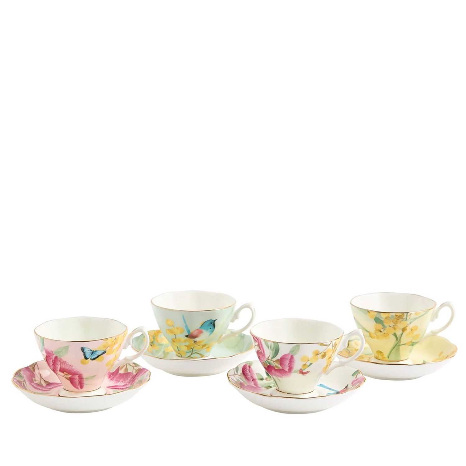 Royal Albert Miranda Kerr Australiana Teacup &amp; Saucer Mixed Set of 4, MPN: 1076839, UPC: 7015874866…