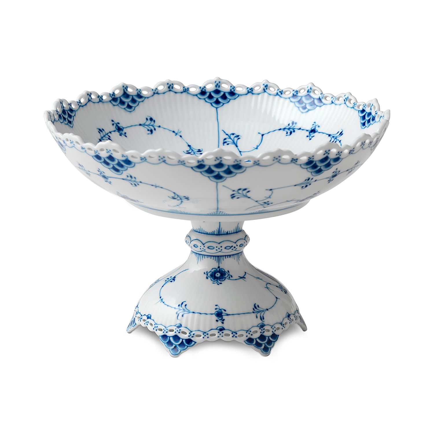 Royal Copenhagen Blue Fluted Full Lace Bowl on High Foot 140 cl, MPN: 1017234, UPC: 5705140160069