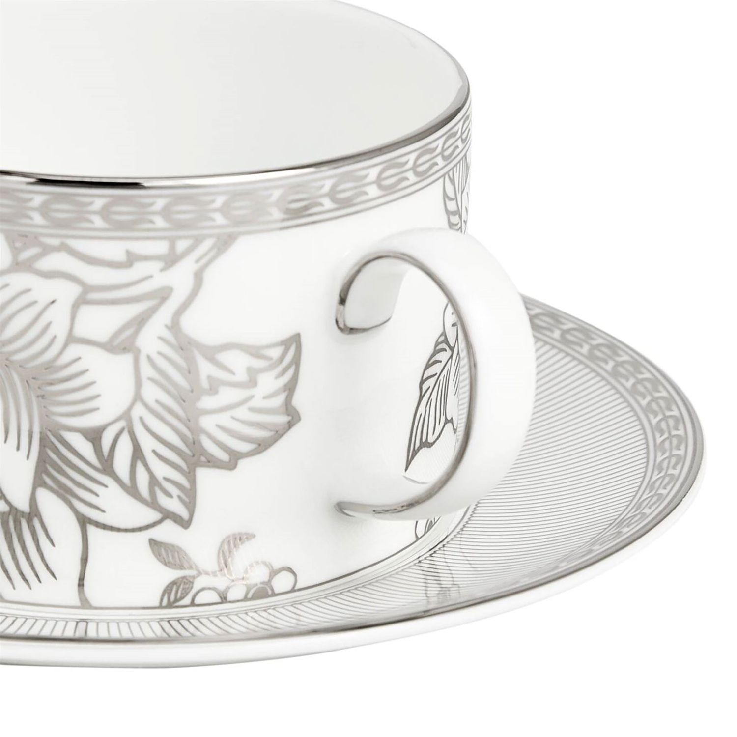 Wedgwood Silver Tonquin Teacup Saucer I 175ml 5.9floz , MPN: 1080927, UPC: 701587494755