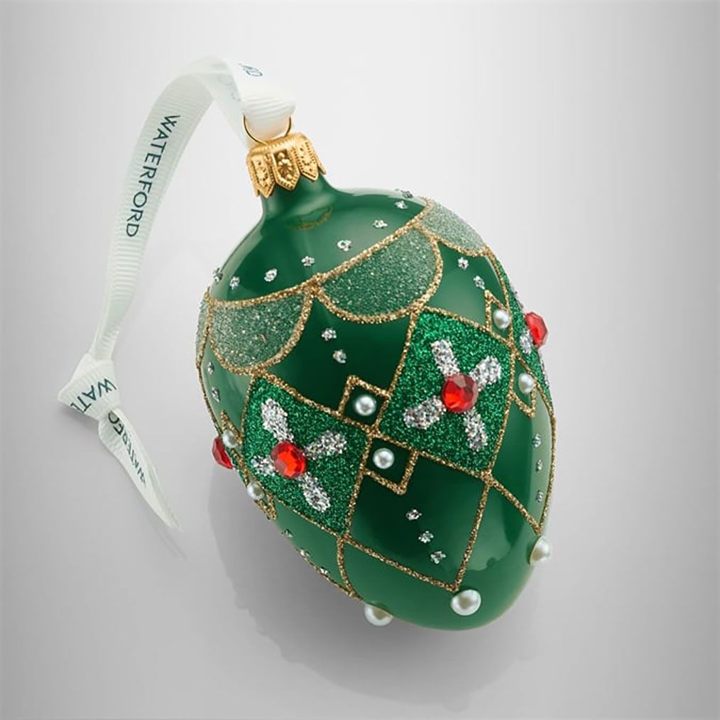 Waterford Holiday Heirlooms Green &amp; red oval bauble, MPN: 1080348, UPC: 701587493024