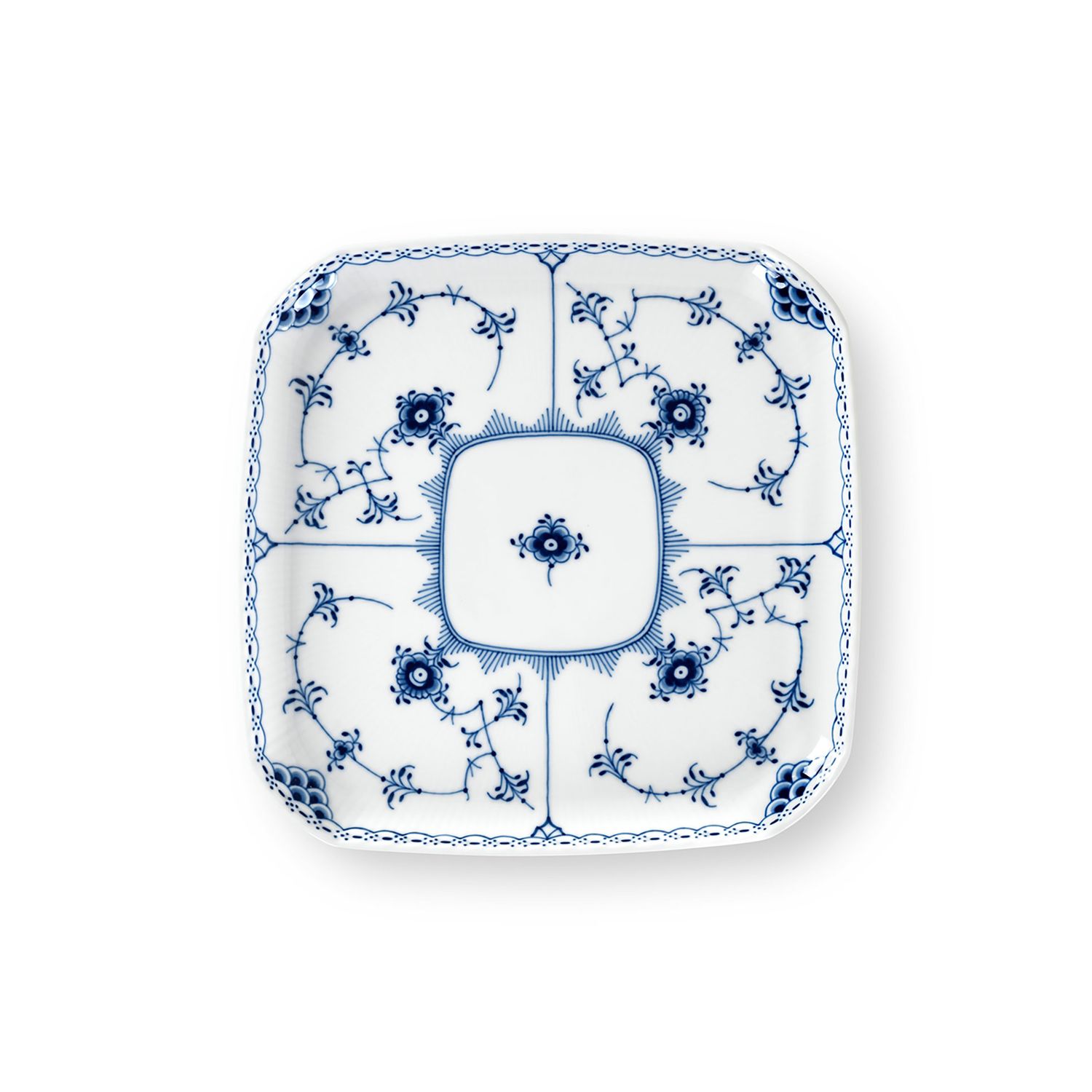 Royal Copenhagen Blue Fluted Half Lace Square Plate 21 cm, MPN: 1066923, UPC: 5705140742494