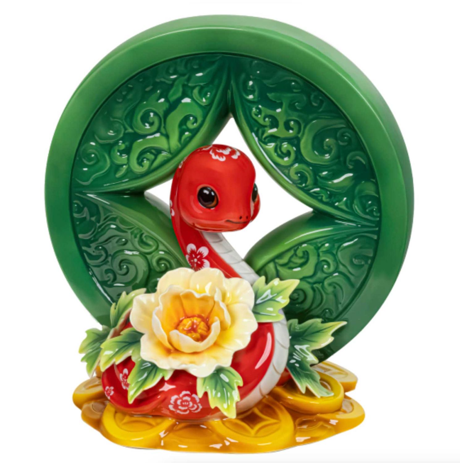 Franz Porcelain Enduring Prosperity Lucky Snake Design Sculptured Porcelain Figurine, MPN: FZ03990