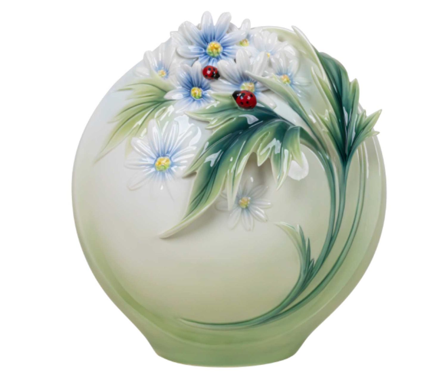 Franz Porcelain Ladybug Collection Design Sculptured Porcelain Vase, MPN: FZ03991