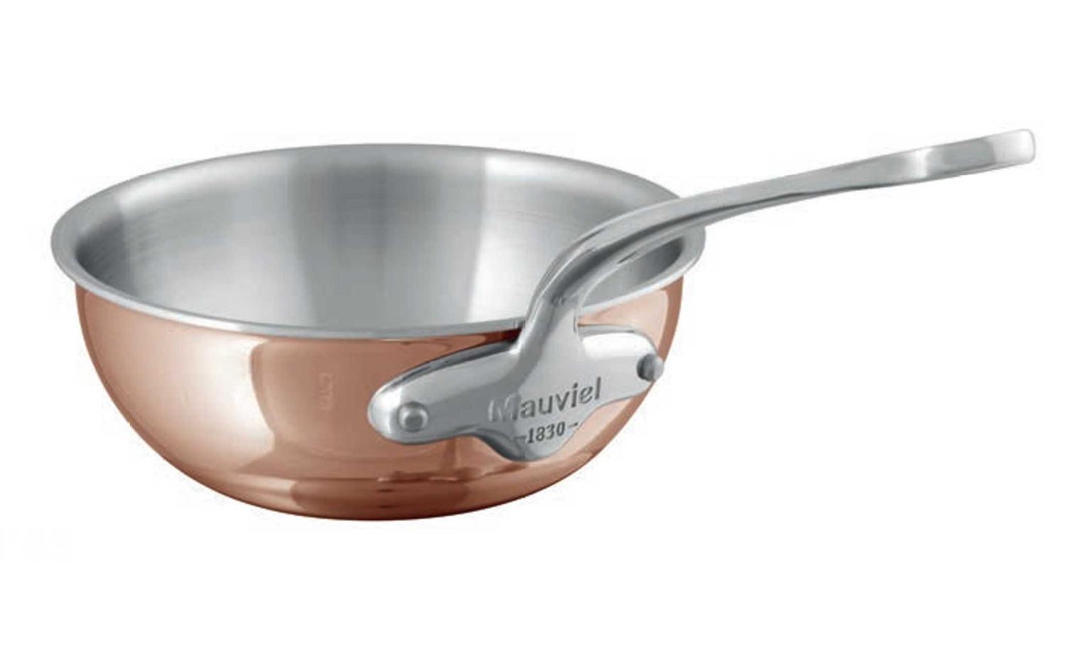 Mauviel M-6 S Curved Splayed Sautepan with Loop 7 4/5 Inch 51221, 3574900512217