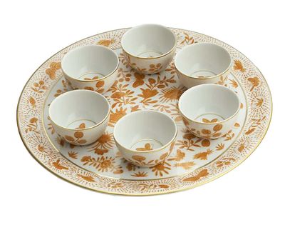 Mottahedeh Sacred Bird &amp; Butterfly Seder Plate Set HC649