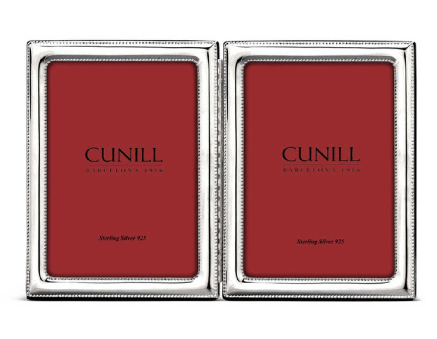 Cunill America Pearls Hinged Double 4 x 6 Inch Picture Frame .925 Sterling, MPN: 81446D