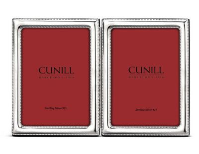 Cunill America Pearls Hinged Double 4 x 6 Inch Picture Frame .925 Sterling, MPN: 81446D