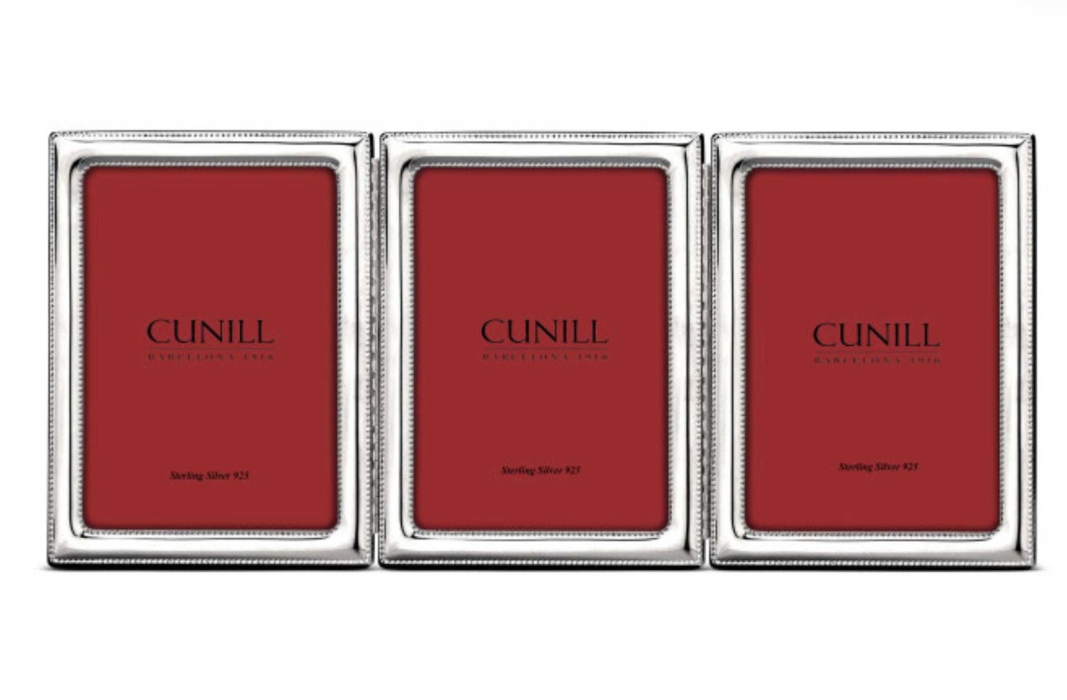 Cunill America Pearls Hinged Triple 5 x 7 Inch Picture Frame .925 Sterling, MPN: 81457T