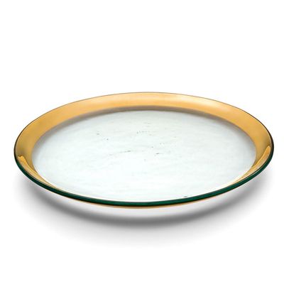 Annieglass Roman Antique Platinum Buffet Plate 12 Inch, P109, 690432109121