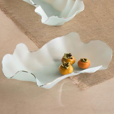 Annieglass Petal Frosted Sculpture 15 x 22 x 4.5 Inch, F300G, 690432300764