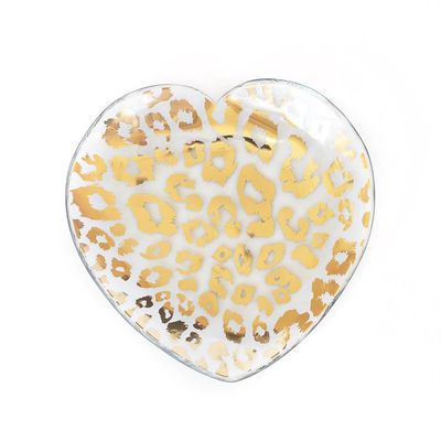 Annieglass Cheetah Heart Plate 7 Inch, CSH502G, 690432502519