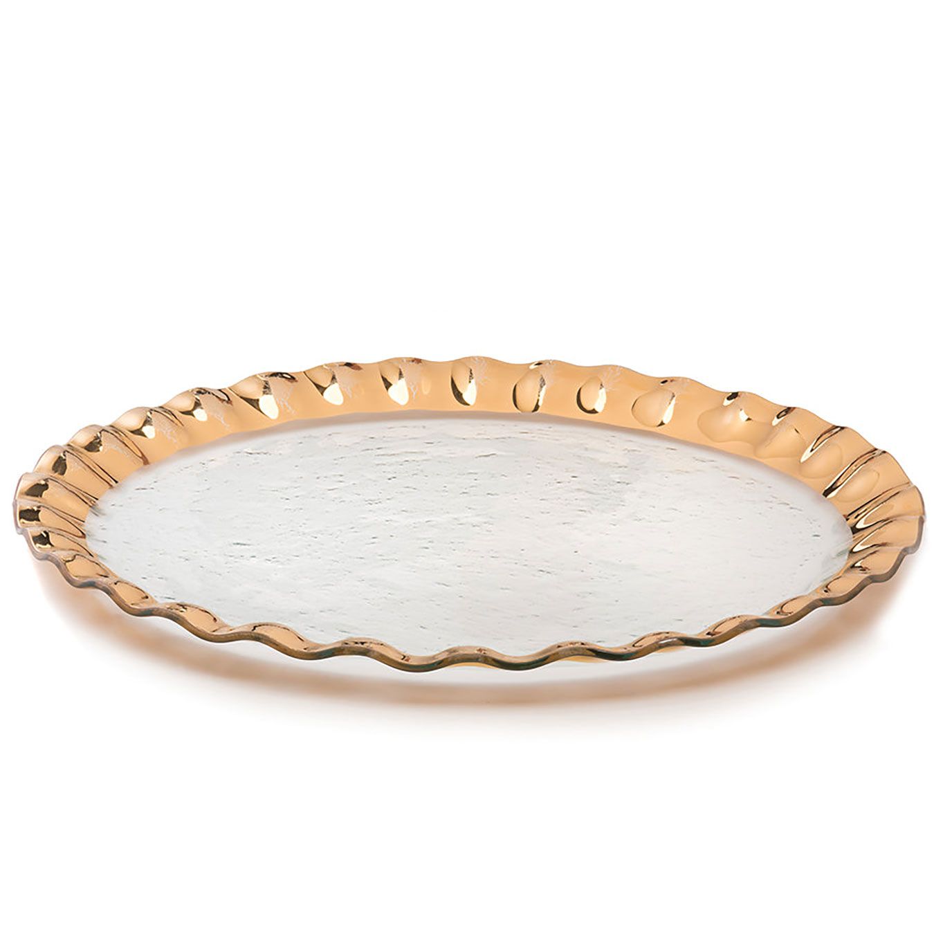 Annieglass Ruffle Platinum Giant Round Platter 20 Inch, P237, 690432237121