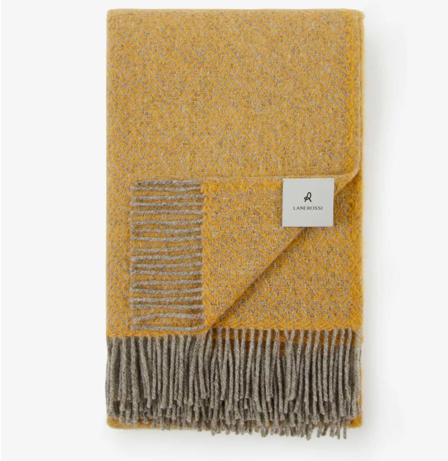 Lanerossi Mata Mata plaid in Pure Wool Throw Ochre