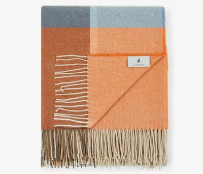 Lanerossi Everest Check plaid in puro cashmere Throw Arancio
