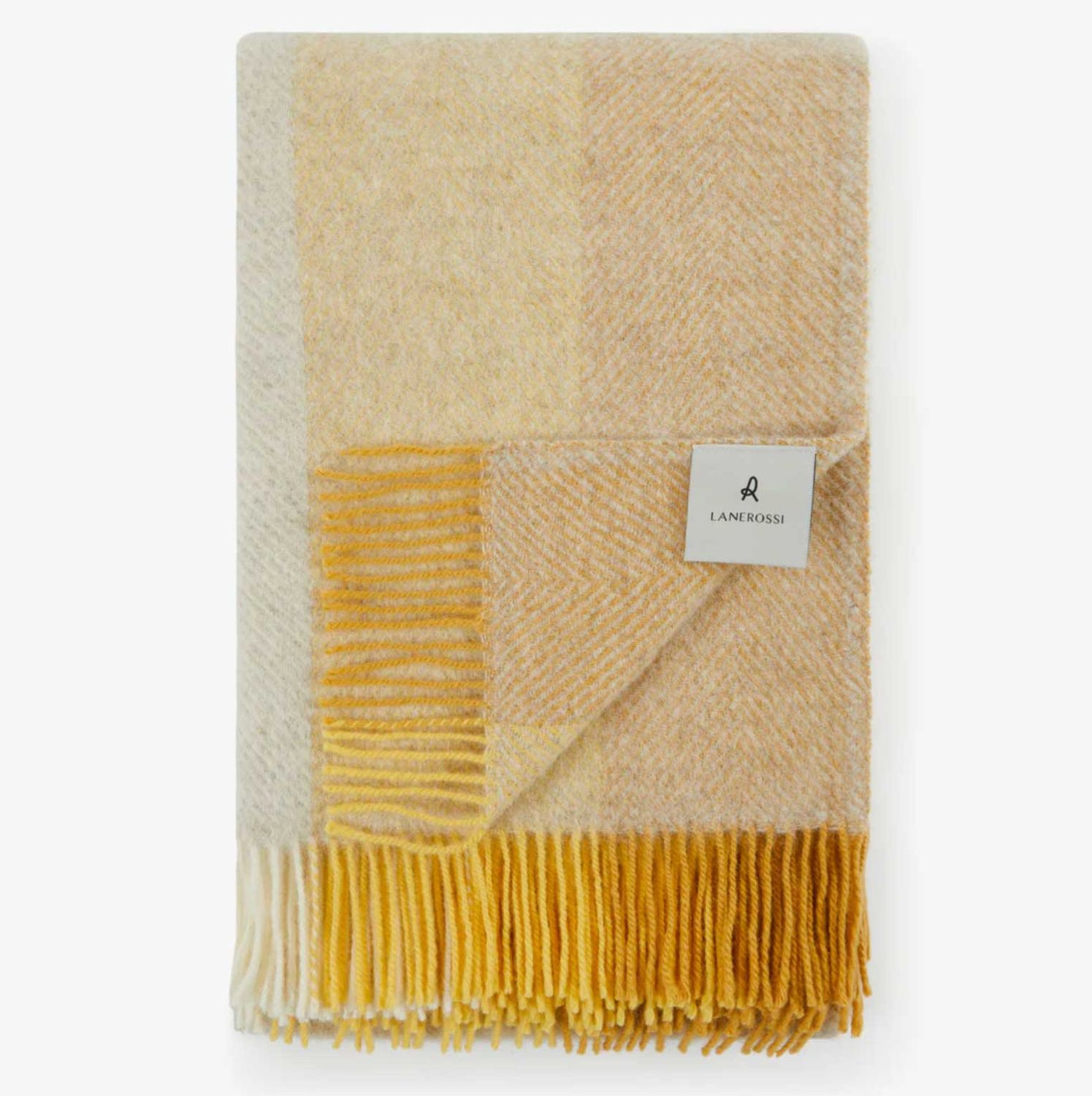 Lanerossi Opua plaid in Pure Wool Throw Yellow