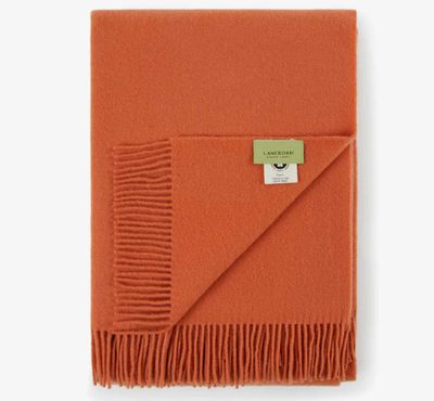 Lanerossi Uruguay Solid Plaid in Virgin Wool GOTS Throw Peach