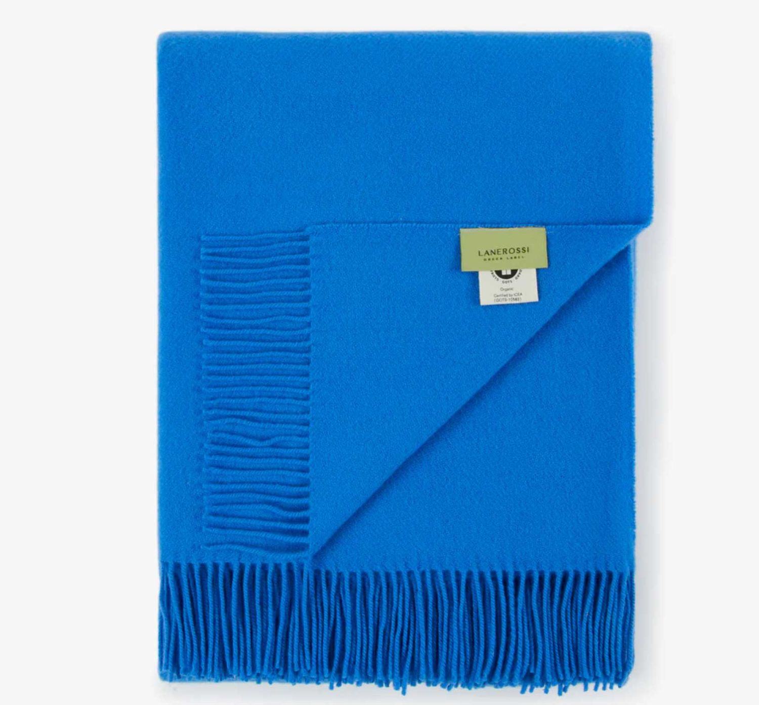 Lanerossi Uruguay Solid Plaid in Virgin Wool GOTS Throw Ocean