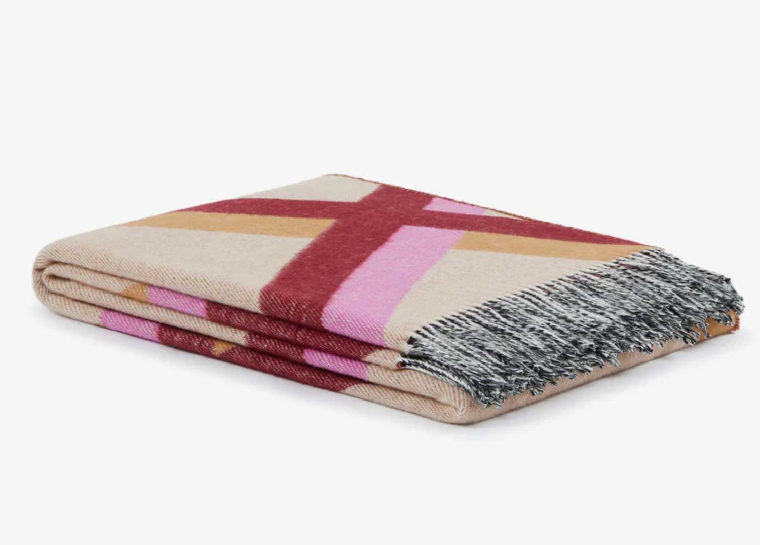 Lanerossi City Plaid in Virgin Wool and Cotton Throw Ciliegia