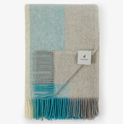 Lanerossi Opua plaid in Pure Wool Throw Aqua