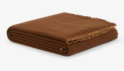 Lanerossi Zebio Washable Lana Wool Blanket Queen Marrone