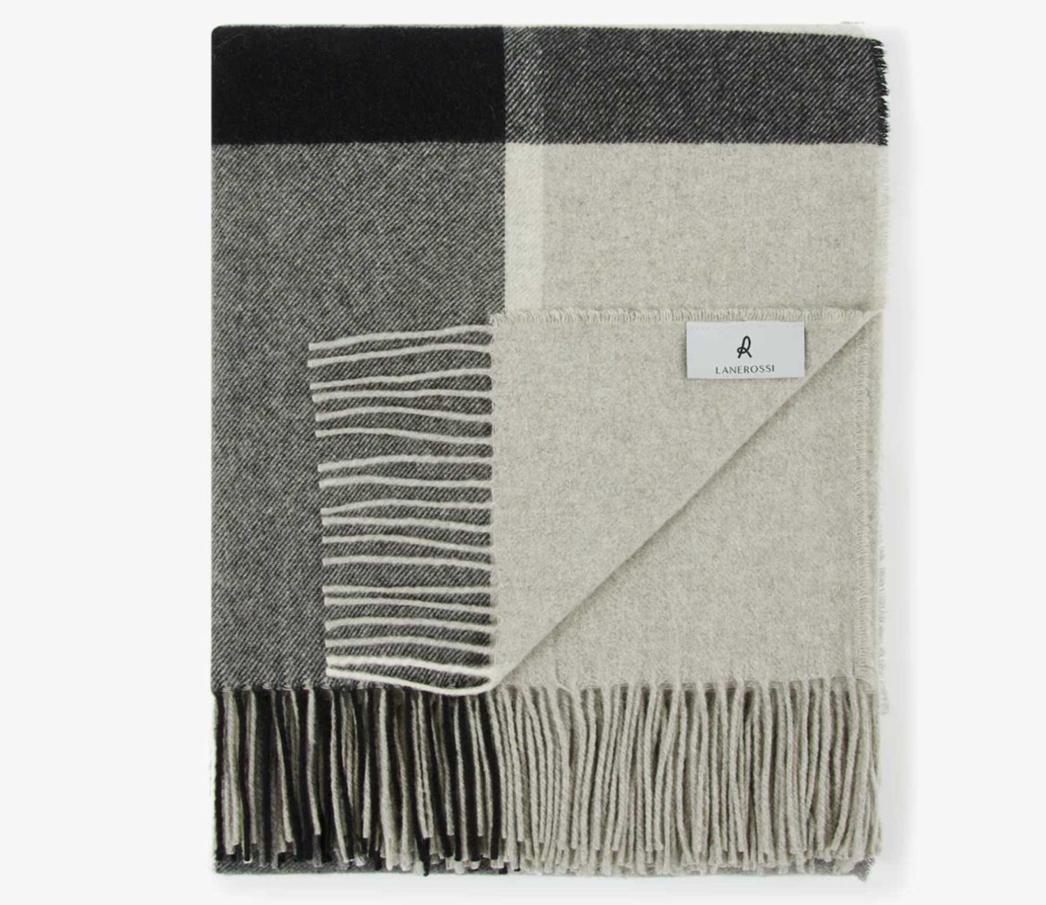 Lanerossi Everest Check plaid in puro cashmere Throw Grigio
