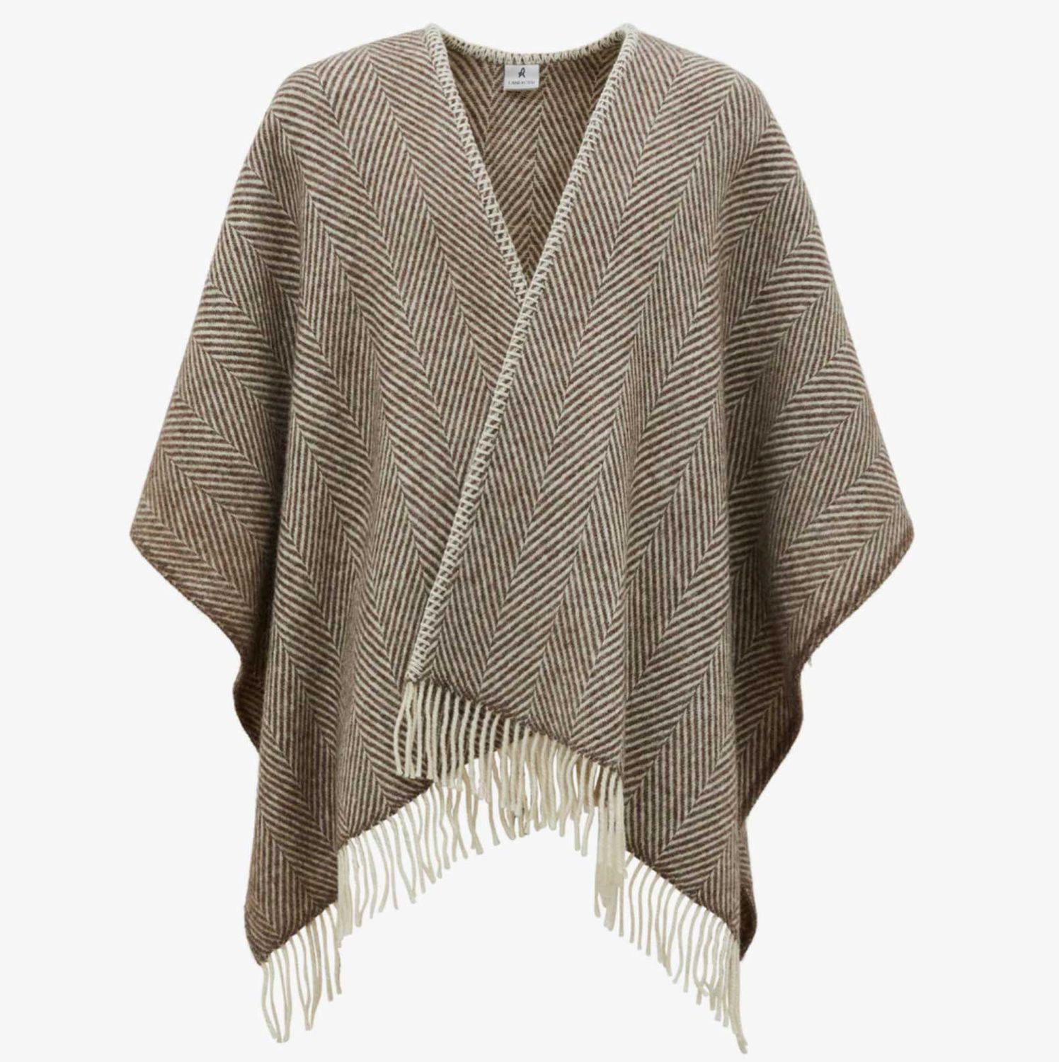 Lanerossi Iseo Spina Poncho in Pure Wool Throw Marrone Melange