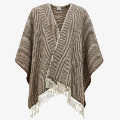 Lanerossi Iseo Spina Poncho in Pure Wool Throw Marrone Melange