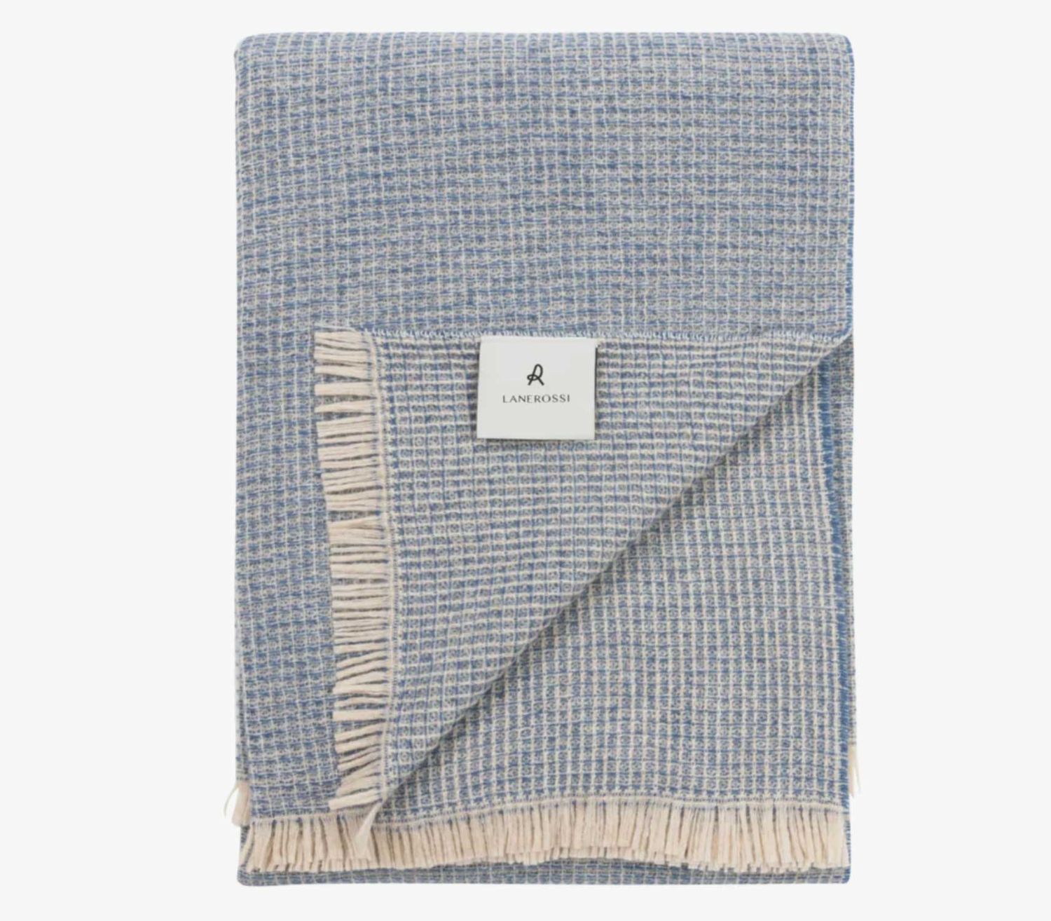 Lanerossi Rossi Moon Throw in Pure Virgin Wool Throw Blu