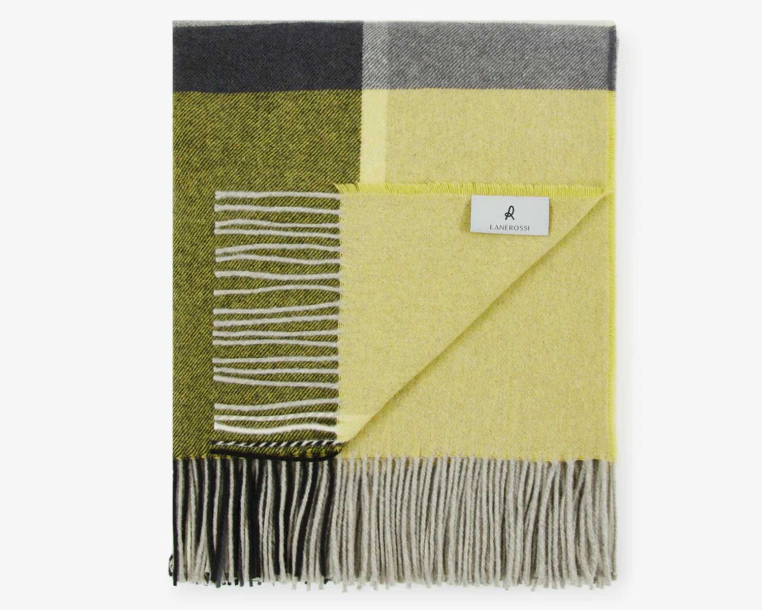 Lanerossi Everest Check plaid in puro cashmere Throw Verde