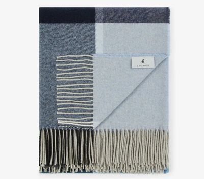 Lanerossi Everest Check plaid in puro cashmere Throw Blu