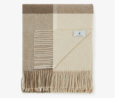 Lanerossi Everest Check plaid in puro cashmere Throw Beige
