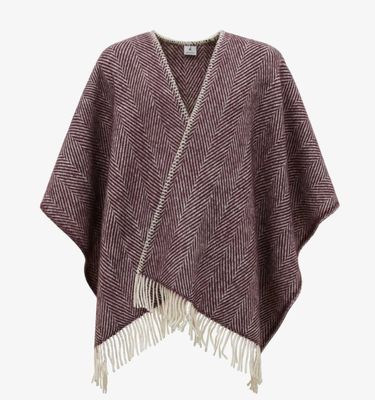 Lanerossi Iseo Spina Poncho in Pure Wool Throw Burgundy