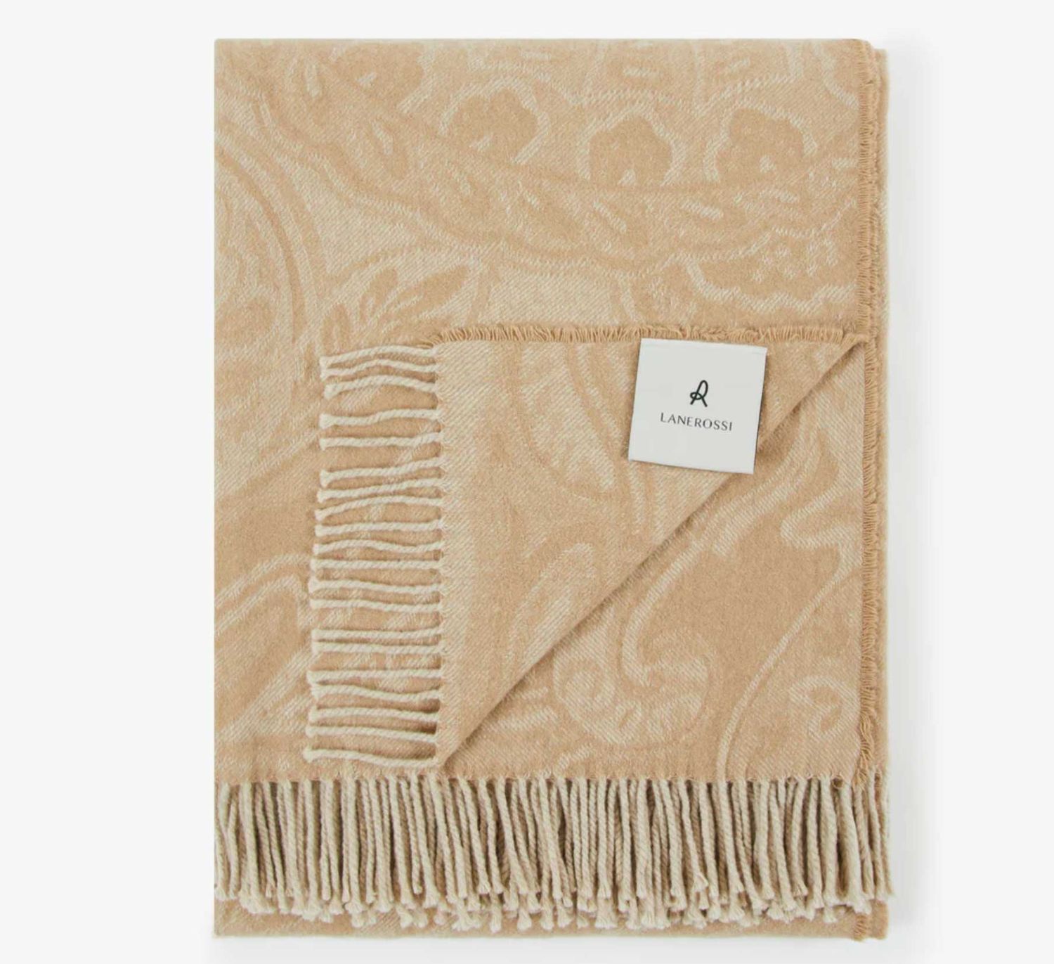 Lanerossi Bohemien Plaid in Pure Cashmere Throw Beige