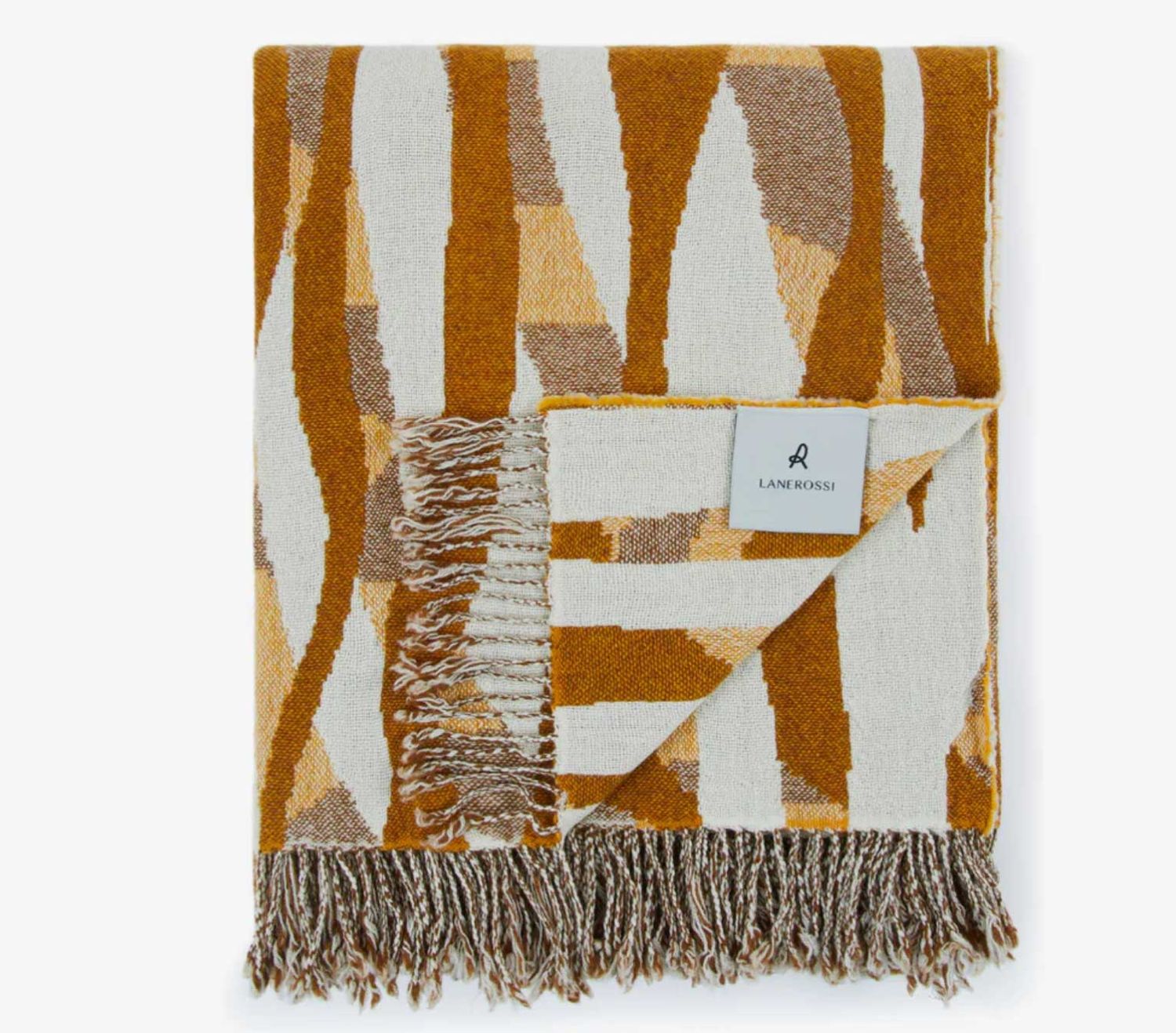 Lanerossi Struttura Plaid in Extrafine Merino Wool Throw Cotto