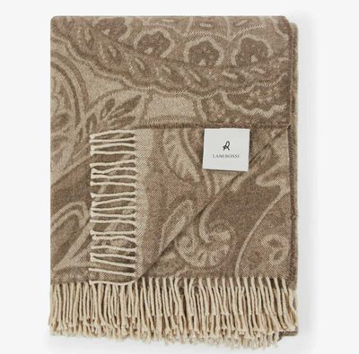 Lanerossi Bohemien Plaid in Pure Cashmere Throw Cammello