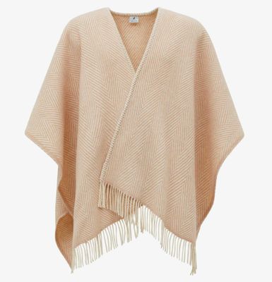 Lanerossi Iseo Spina Poncho in Pure Wool Throw Cipria