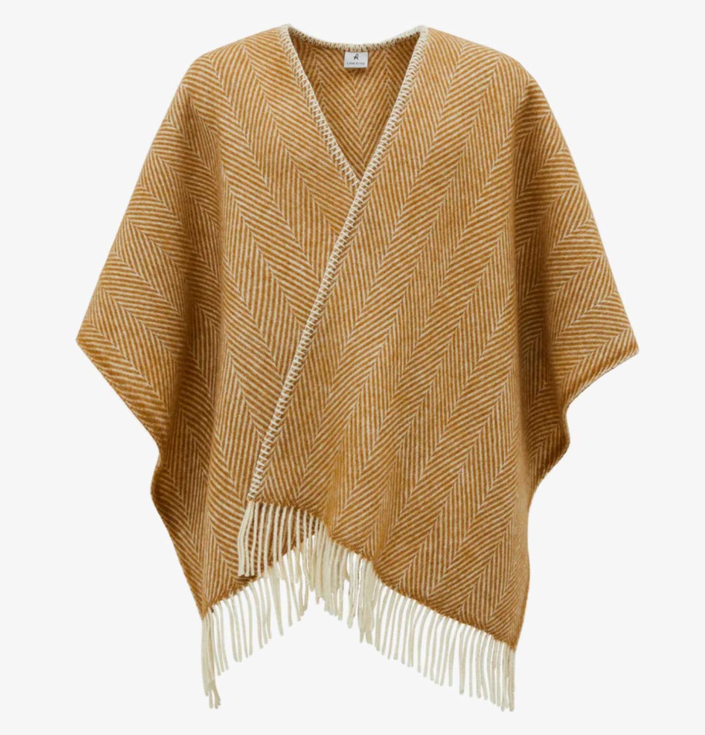 Lanerossi Iseo Spina Poncho in Pure Wool Throw Mostarda